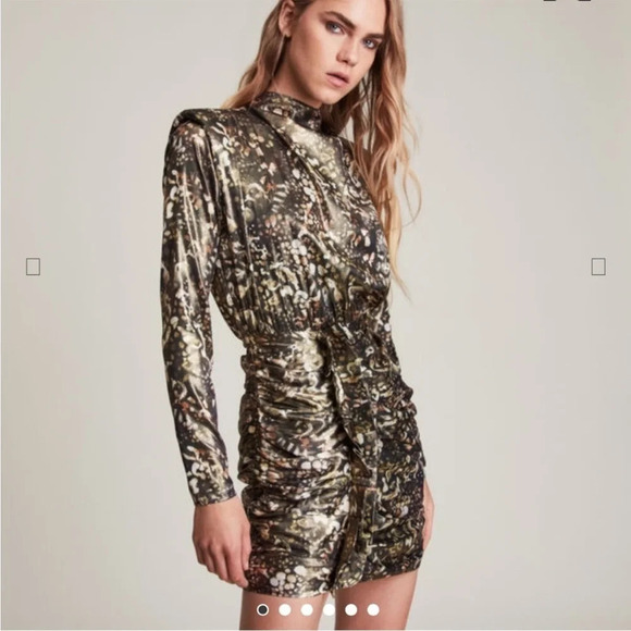 All Saints LIlliana Kettu metallic mini dress - Picture 1 of 13